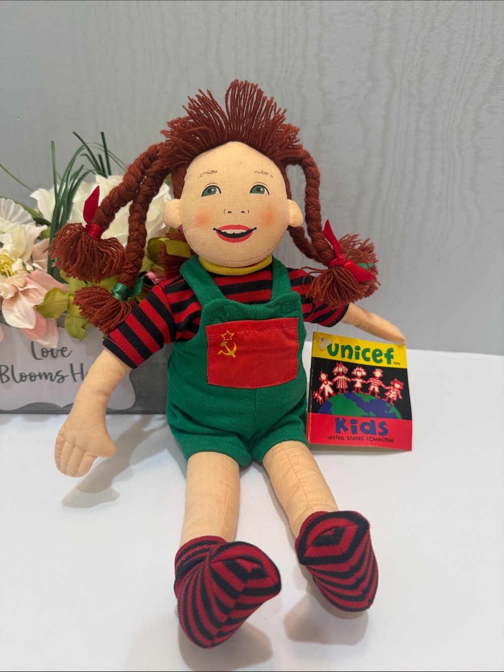Vintage 90s UNICEF Kids USSR TANYA Doll with Original Booklet Russia Rag Doll